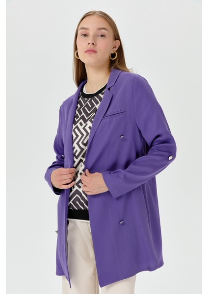 Kolu Katlanabilir Blazer Ceket Mor