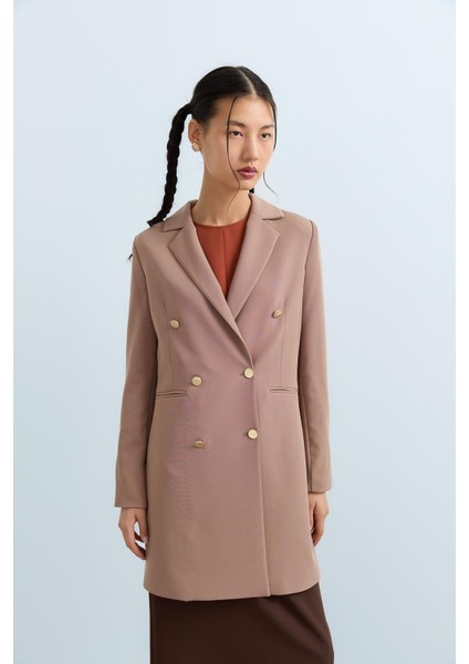 Metal Düğmeli Blazer Ceket Vizon fiyatları