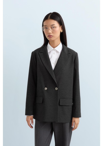 Kılıç Yaka Blazer Ceket Füme