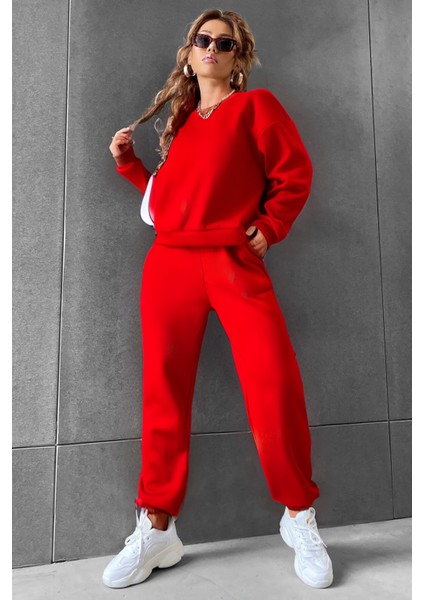 Kadın Basic Trend Model Bisiklet Yaka Eşofman Takımı