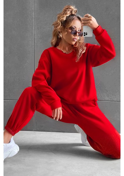 Kadın Basic Trend Model Bisiklet Yaka Eşofman Takımı
