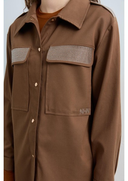 Taşlı Gömlek Ceket Açık Kahve fiyatları