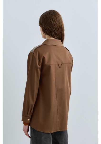 Taşlı Gömlek Ceket Açık Kahve fırsatları