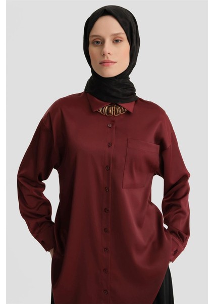 Basic Gömlek 24KD9240 Bordo