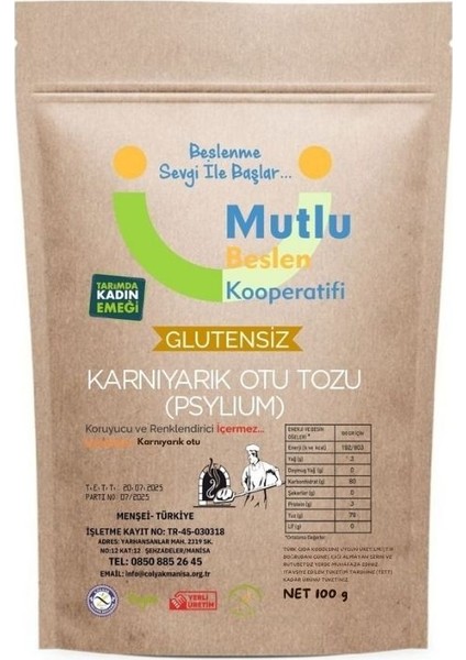 Karnıyarık Otu Tozu ( Psylıum) Glutensiz 100 g