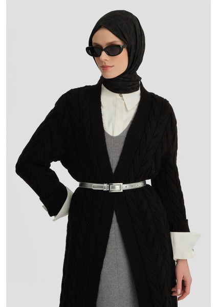 Uzun Triko Hırka 24KD4209 Siyah