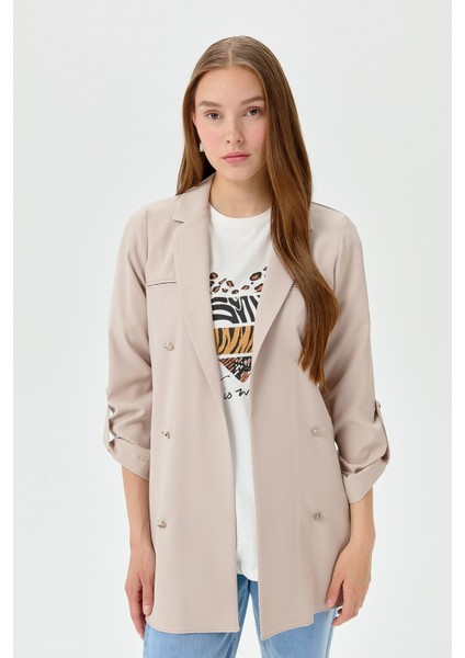 Kolu Katlanabilir Blazer Ceket Bej