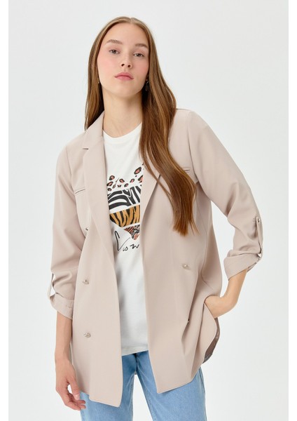Kolu Katlanabilir Blazer Ceket Bej