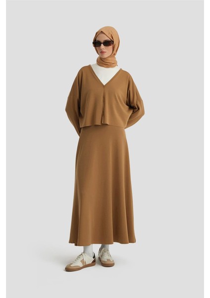 Örme Hırkalı Takım 24KD6816 Camel