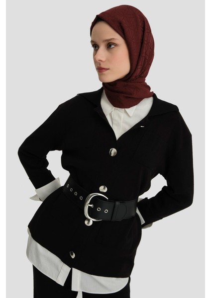 Metal Düğmeli Triko Takım 24KD4212 Siyah modelleri