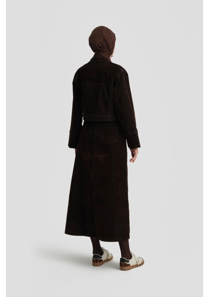 Flok Baskılı Denim Takım 24KD3401 Kahverengi indirimleri