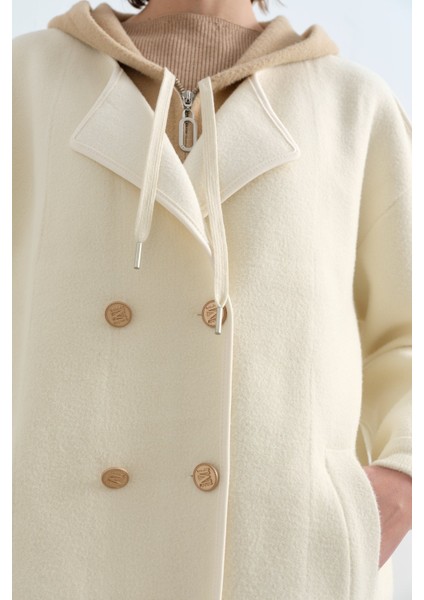 Çift Yaka Detaylı Kruvaze Triko Ceket Ekru fırsatları