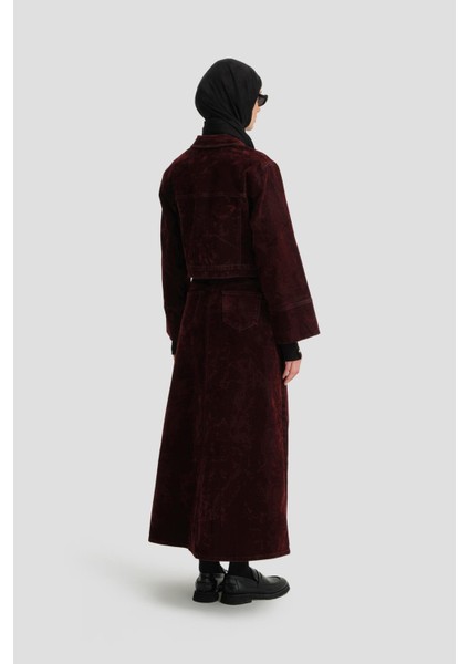 Flok Baskılı Denim Takım 24KD3401 Bordo indirimleri