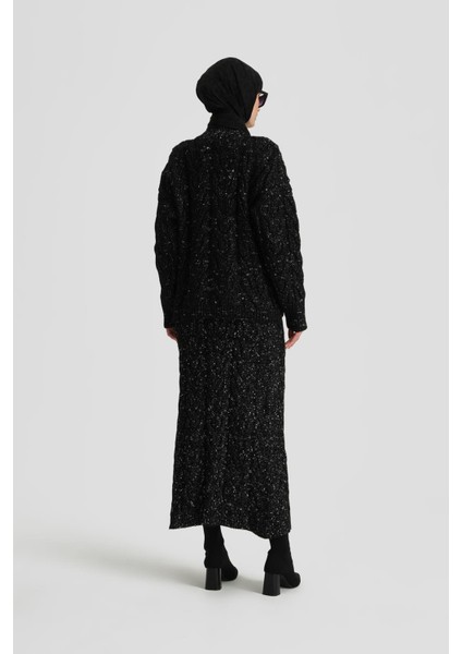 Saç Örgülü Simli Triko Takım 24KD4207 Siyah fırsatları