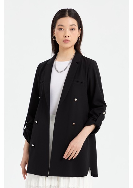 Kolu Katlanabilir Blazer Ceket Siyah modelleri