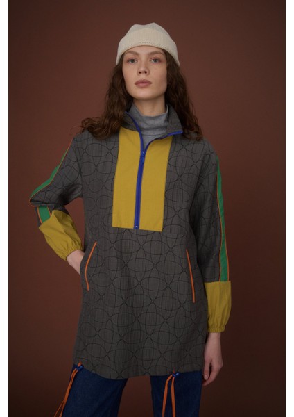 Kolları Lastik Detaylı Dik Yaka Sweat Füme modelleri