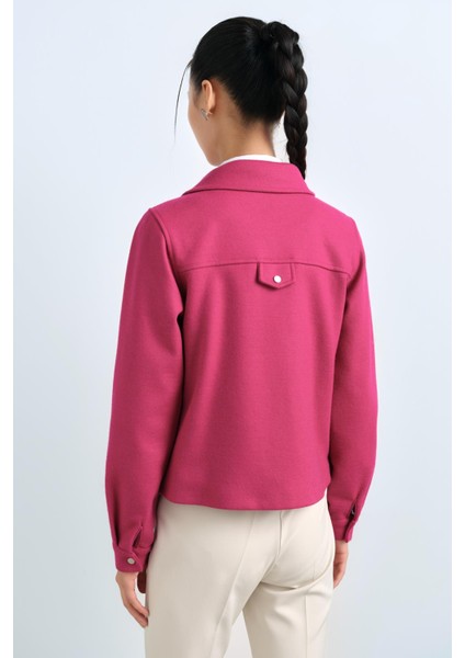 Kapak Cepli Keçe Ceket Fuşya fırsatları