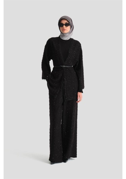 Pırıltılı Kumaş Takım 24K6905 Siyah fiyatları
