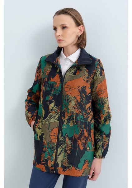 Arka Detaylı Dik Yaka Ceket Lacivert