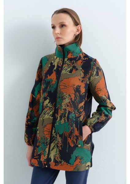 Arka Detaylı Dik Yaka Ceket Lacivert modelleri