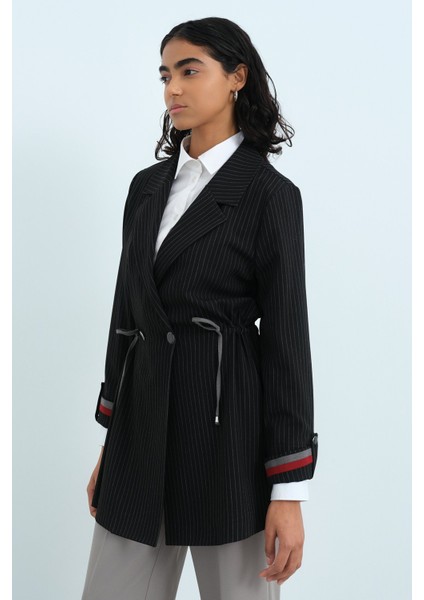 Beli Büzgülü Kruvaze Ceket Siyah fiyatları