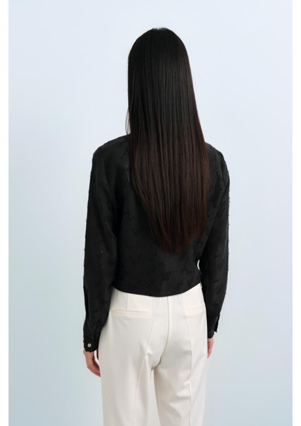 Bağlamalı Cupra Crop Gömlek Siyah fırsatları