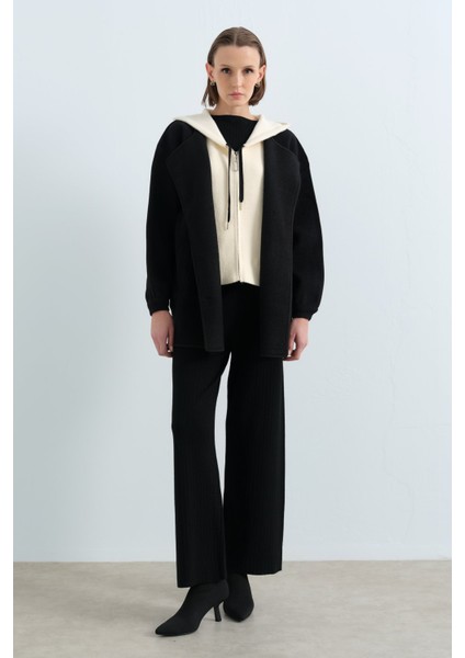 Çift Yaka Detaylı Kruvaze Triko Ceket Siyah fiyatları