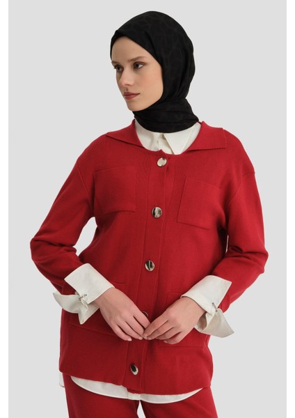 Metal Düğmeli Triko Takım 24KD4212 Kırmızı fırsatları
