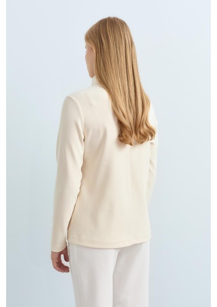 Dik Yaka Basic Örme Bluz Ekru fırsatları