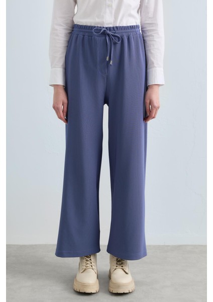 Beli Lastikli Bol Paça Örme Pantolon Indigo fiyatları