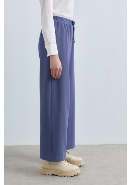 Beli Lastikli Bol Paça Örme Pantolon Indigo modelleri