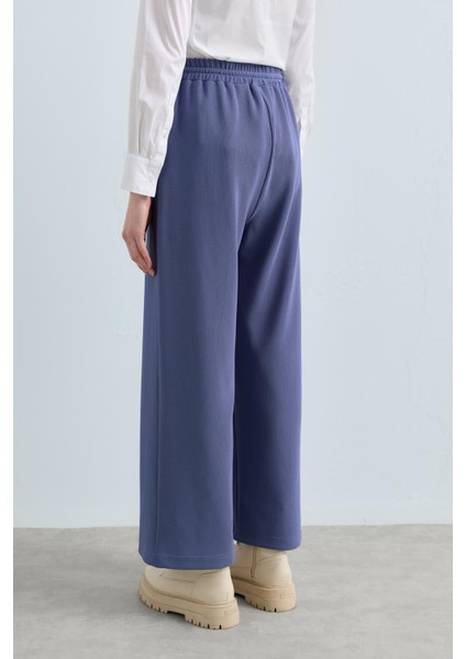 Beli Lastikli Bol Paça Örme Pantolon Indigo fırsatları
