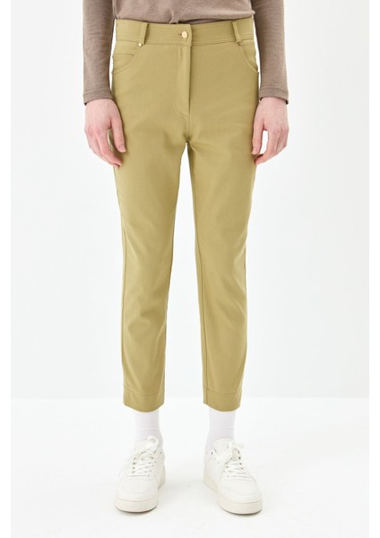 Dar Paça Kanvas Pantolon Olive fırsatları