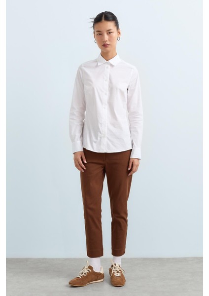 Dinamik 5 Cepli Dar Paça Gabardin Pantolon Kahve