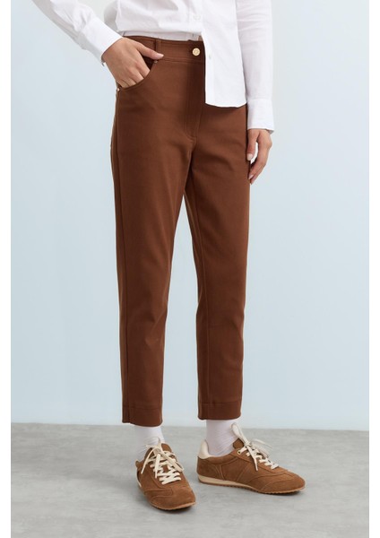Dinamik 5 Cepli Dar Paça Gabardin Pantolon Kahve modelleri