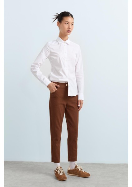 Dinamik 5 Cepli Dar Paça Gabardin Pantolon Kahve fırsatları