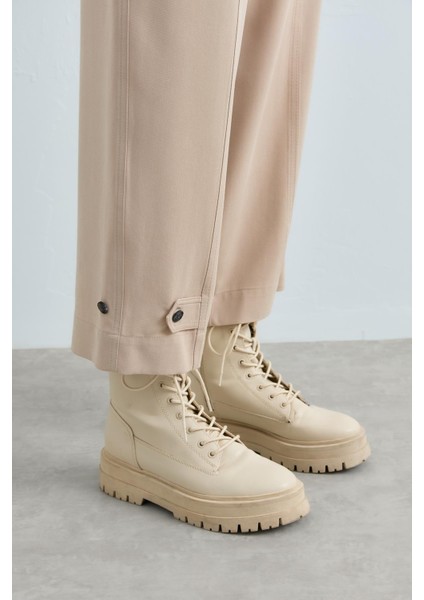 Paçası Düğmeli Pantolon Taş modelleri