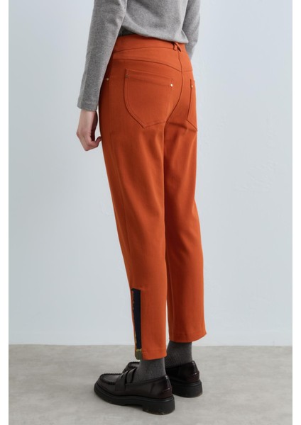 Yanları Jakar Kamalı Gabardin Pantolon Turuncu fırsatları