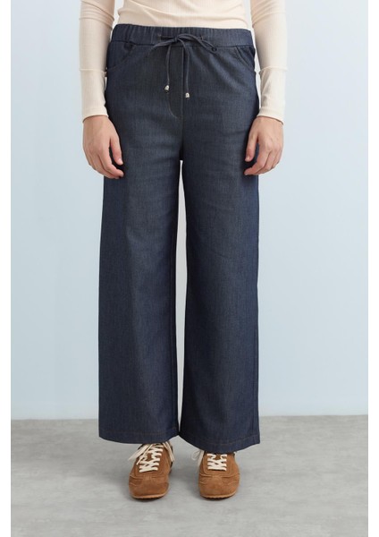 Beli Lastikli Bol Paça Pantolon Indigo fırsatları