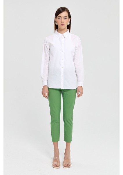 Dar Paça Kanvas Pantolon Benetton Yeşili