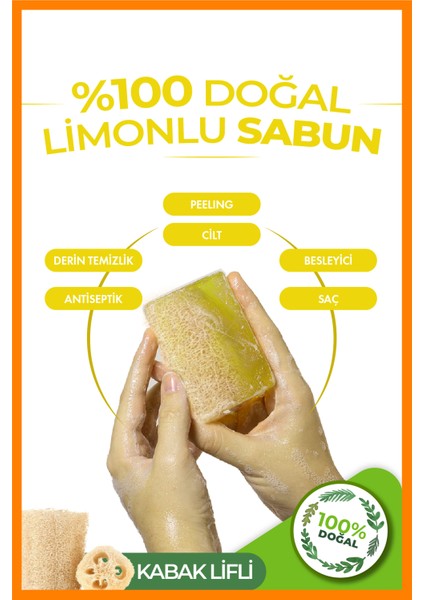 Doğal Kabak Lifli Limonlu Sabun (3 Adet)