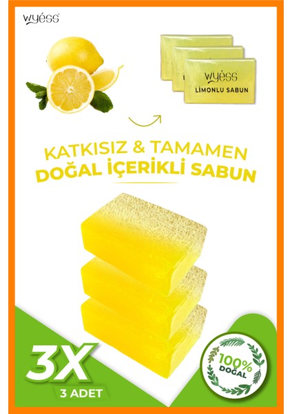 Doğal Kabak Lifli Limonlu Sabun (3 Adet)