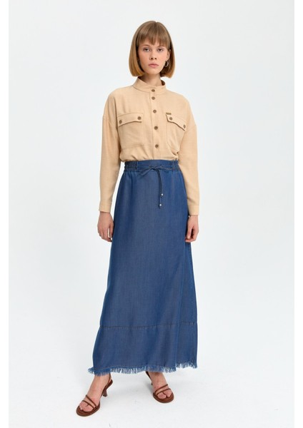 Beli Lastikli Tencel Etek Indigo fiyatları