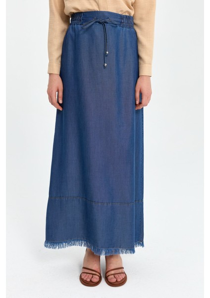 Beli Lastikli Tencel Etek Indigo fırsatları