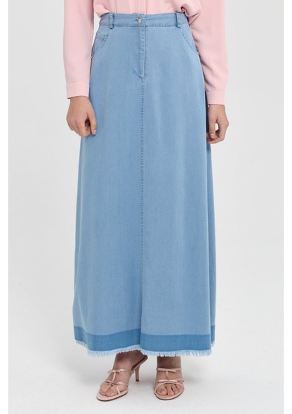Püsküllü Tencel Etek Buz