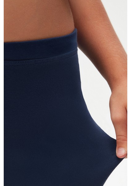 Açık Lacivert Basic Kız Çocuk Diz Altı Tayt Kapri modelleri