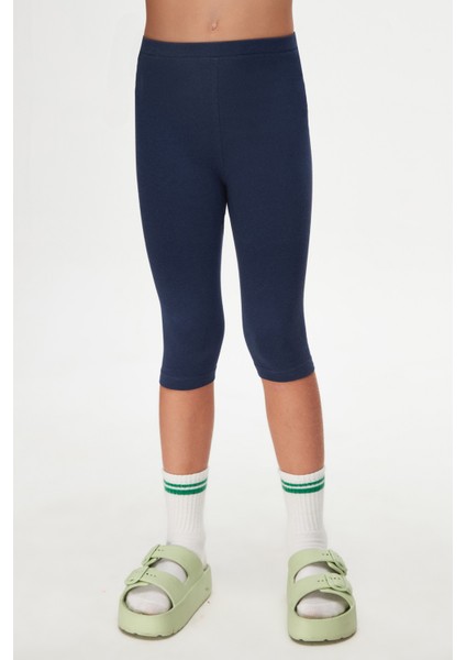 Açık Lacivert Basic Kız Çocuk Diz Altı Tayt Kapri fiyatları