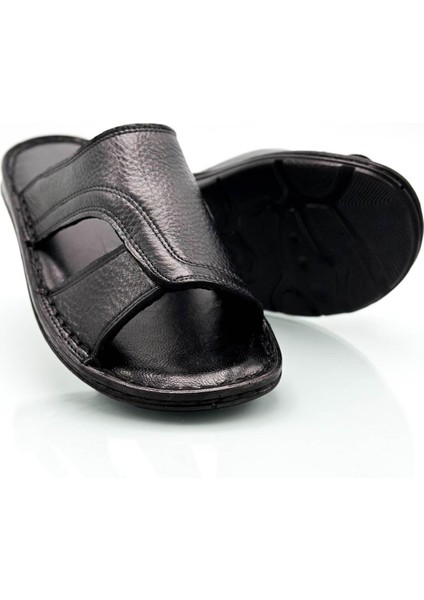 Gerçek Deri Erkek Terlik Hafif Terlik Deri A. Şır Siyah modelleri