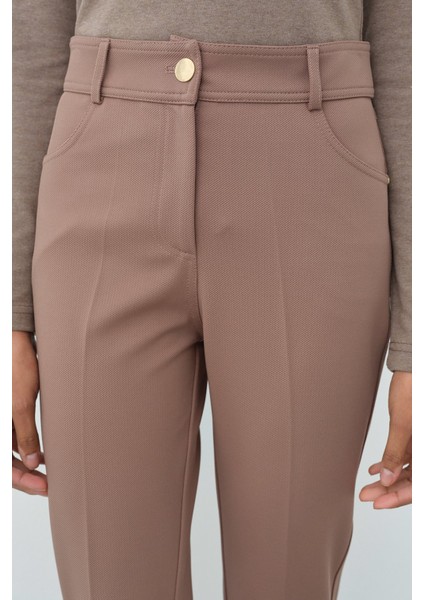 Basic Dar Paça Pantolon Vizon modelleri