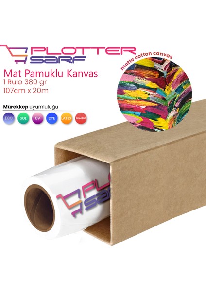 ® Cotton Kanvas Matt % 100 Pamuk Tuval 380 gr Pigmet ve Dye İç Mekan 107cm X 20 mt (1 Rulo)